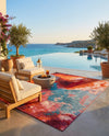Urban Terrace Collection Area Rug -  Patio Rectangle Gray and Pink  lifestyle 23