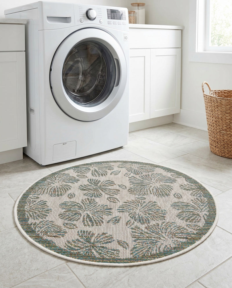 Coastal Terrace Collection Area Rug -  Marina Round Ivory and Beige  lifestyle 63