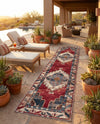 Patio Heritage Collection Area Rug -  Alcove Runner Red and Navy Blue  lifestyle 75