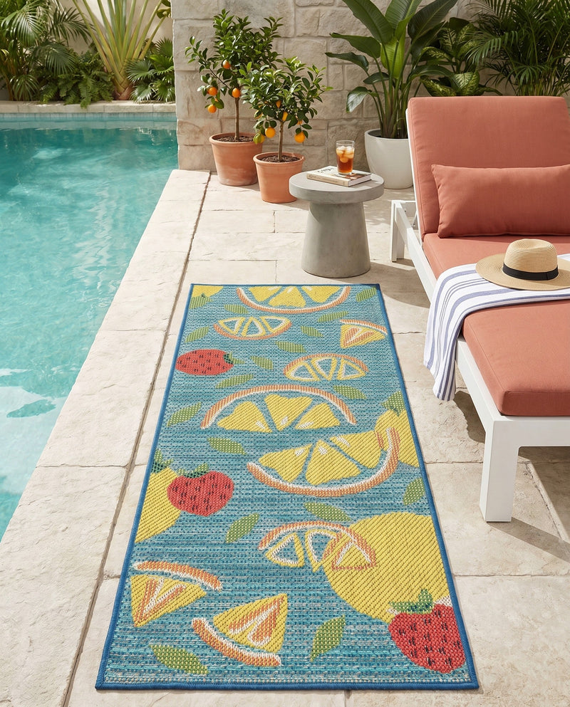 Coastal Terrace Collection Area Rug -  Cove Runner Blue  lifestyle 72