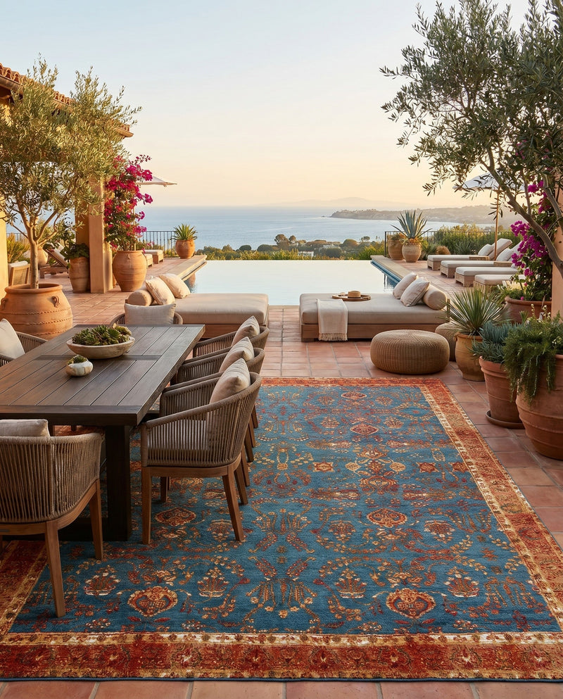 Patio Heritage Collection Area Rug -  Pavilion Rectangle Navy Blue  lifestyle 6