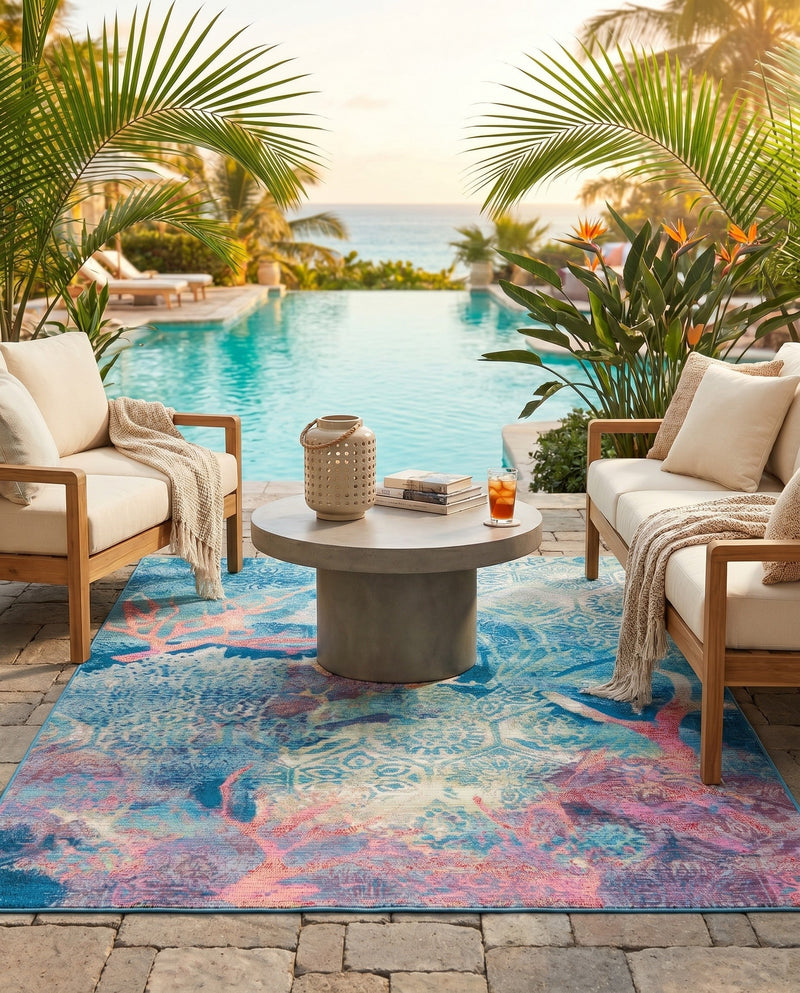 Seaside Haven Rugs Collection Area Rug - Marina Rectangle Multi  lifestyle 22
