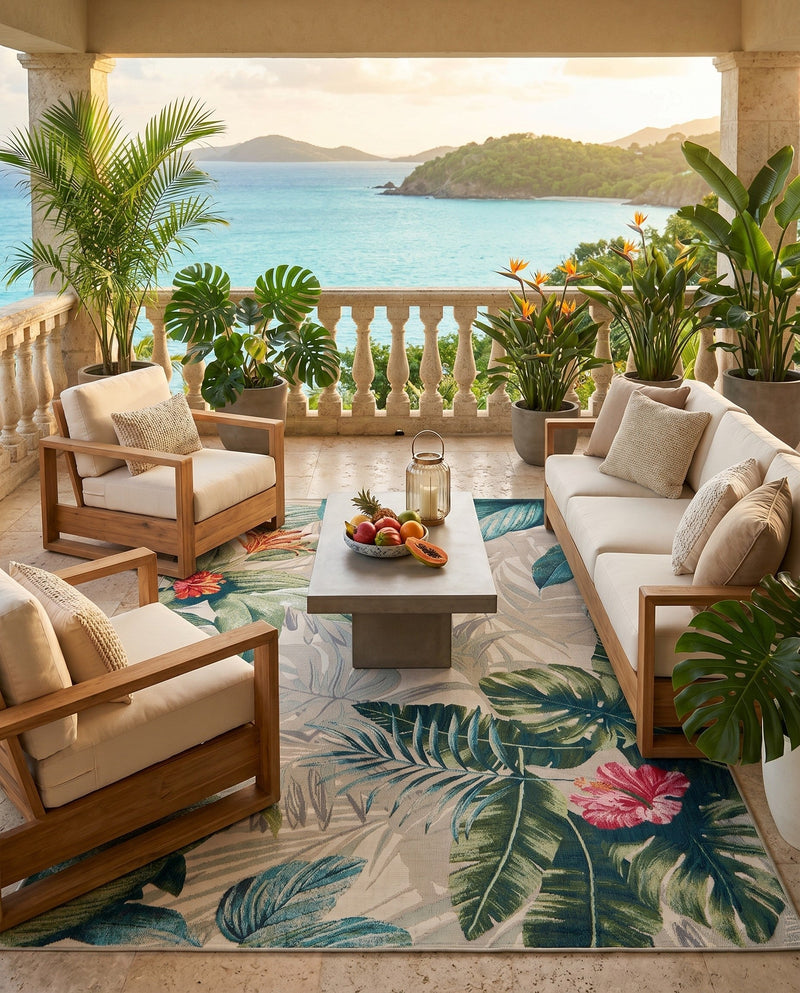 Seaside Blooms Collection Area Rug -  Paradise Rectangle Multi  lifestyle 38