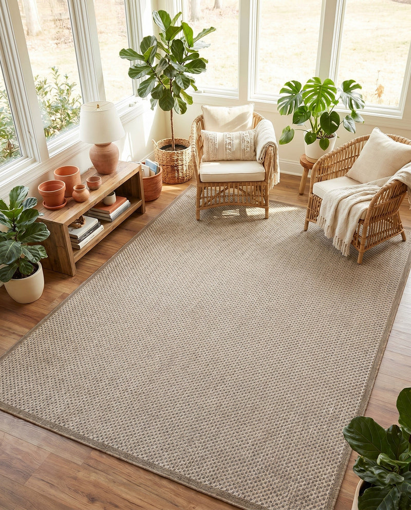 Terrace Fringe Collection Area Rug - Patio Rectangle Beige  lifestyle 36