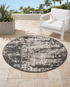 Urban Terrace Collection Area Rug -  Midtown Round Black and White  lifestyle 73