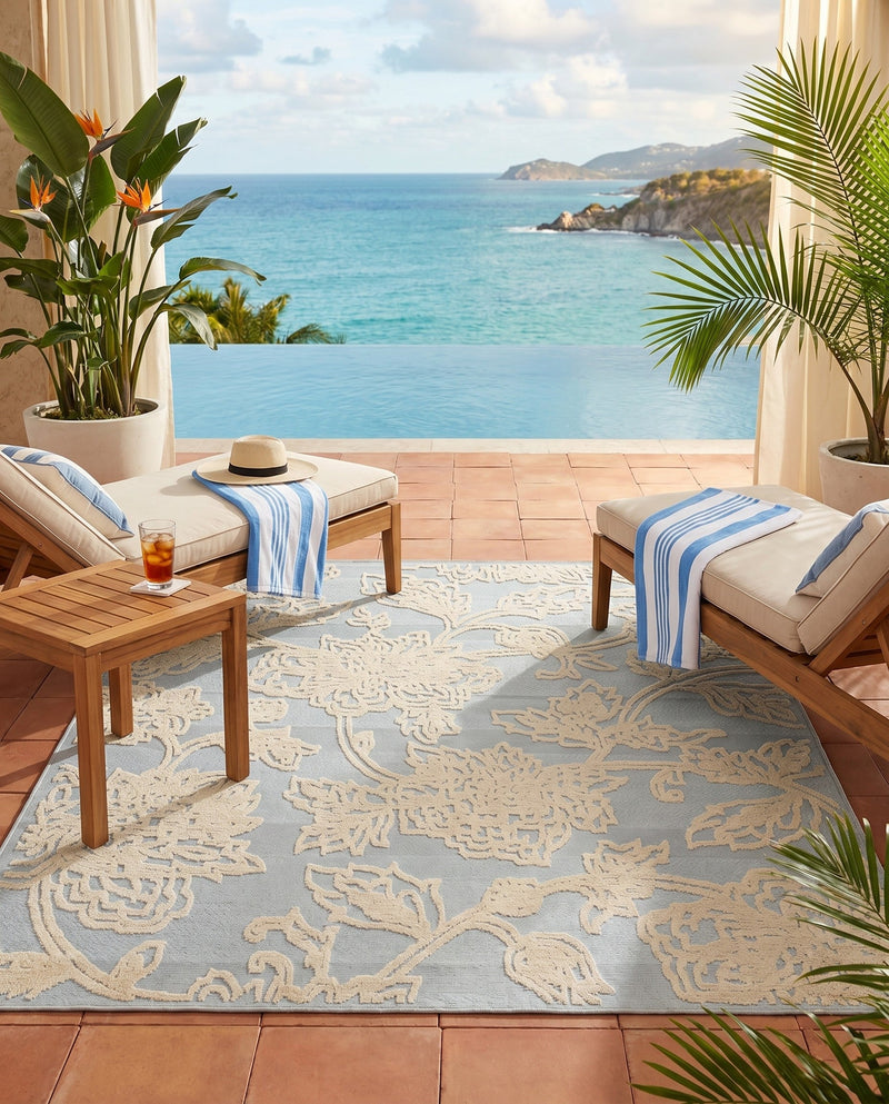Bahama Breeze Outdoor Collection Area Rug -  Eleuthera Rectangle Gray  lifestyle 41