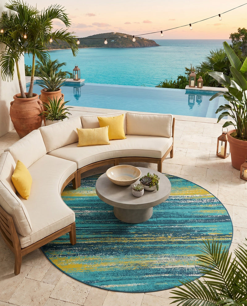 Seaside Haven Rugs Collection Area Rug -  Sandbar Round Multi.Blue  lifestyle 77