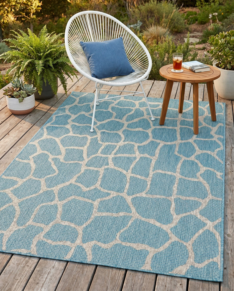 Savannah Escape Collection Area Rug -  Rainforest Rectangle Light Aqua  lifestyle 44