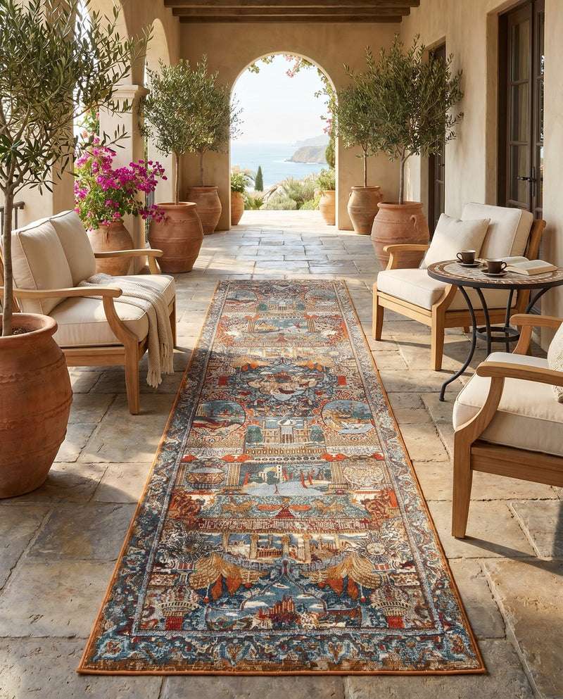 Patio Heritage Collection Area Rug -  Oasis Runner Multi  lifestyle 65