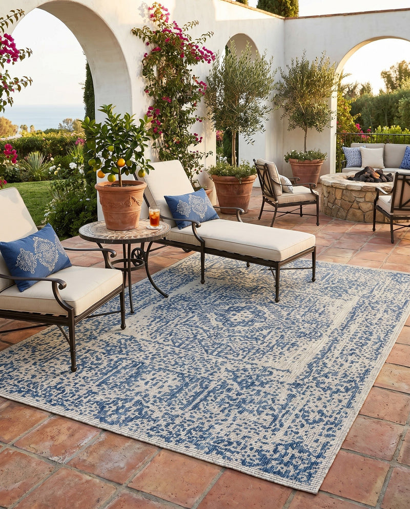 Patio Heritage Collection Area Rug - Savannah (Blue) Rectangle Blue  lifestyle 20