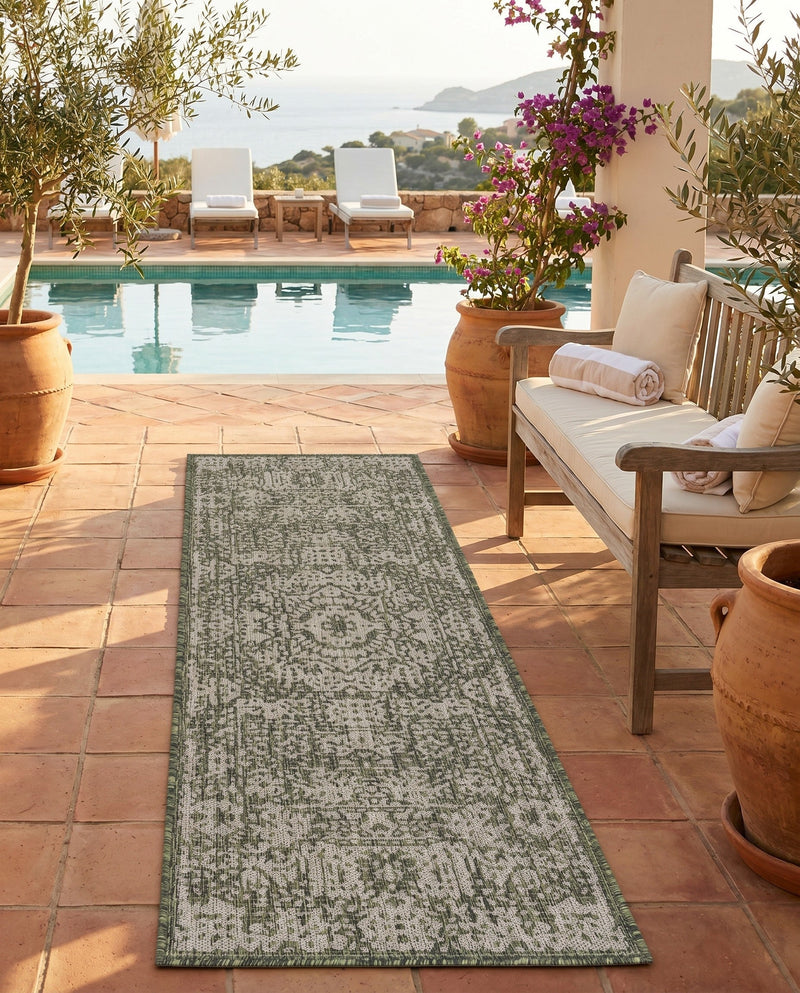 Patio Heritage Collection Area Rug - Savannah (Green) Runner Green  lifestyle 67