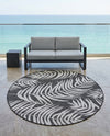 Seaside Blooms Collection Area Rug - Verdure (Charcoal) Round Charcoal  lifestyle 70