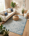 Tribal Terrace Treasures Collection Area Rug - Mayan Marina (Teal) Rectangle Teal  lifestyle 16