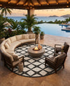 Urban Terrace Collection Area Rug -  Hudson Round Black and White  lifestyle 74