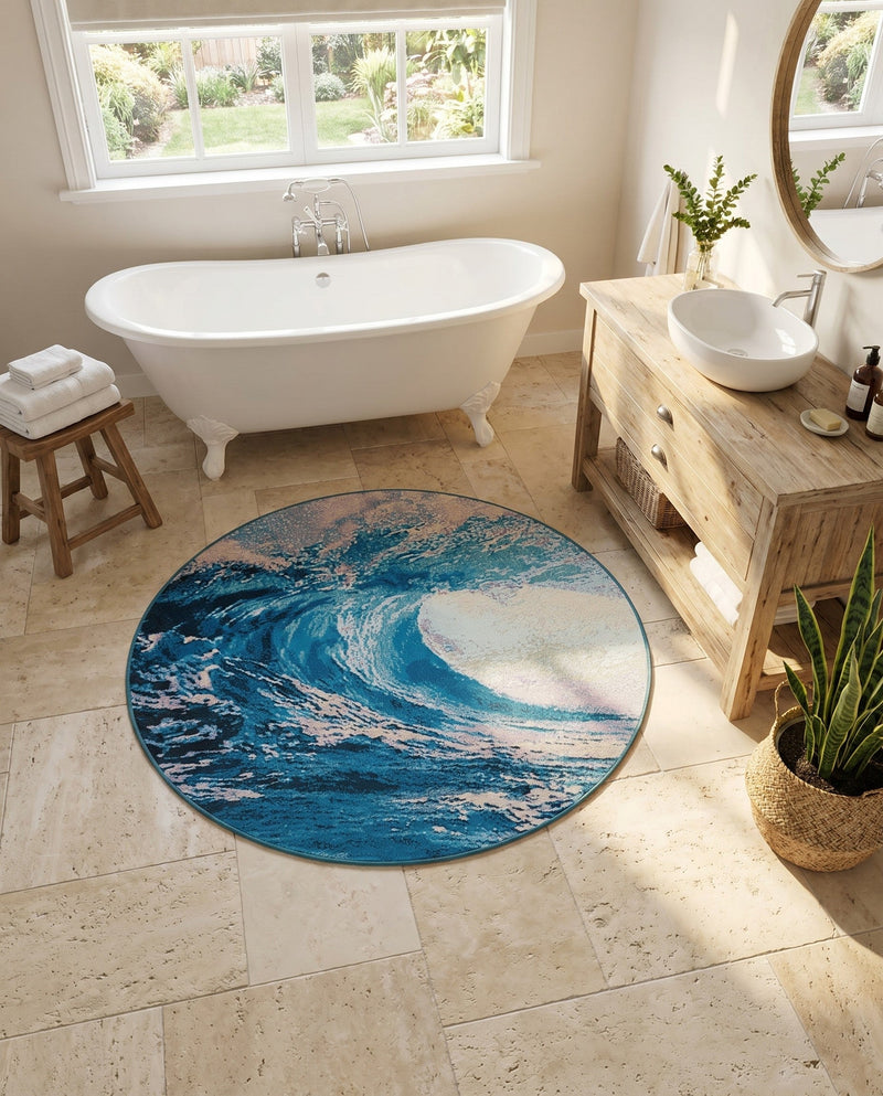 Urban Terrace Collection Area Rug - Veranda Round Blue  lifestyle 46
