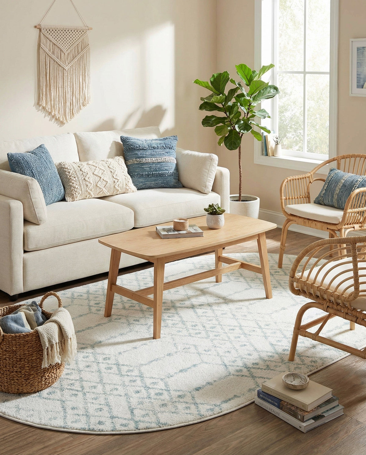 Marrakesh Lattice Collection Area Rug - Casablanca (Ivory Aqua) Oval Ivory Aqua  lifestyle 86