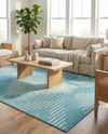 Seychelles Stripes Collection Area Rug - Mahe (Light Blue) Rectangle Light Blue  lifestyle 15