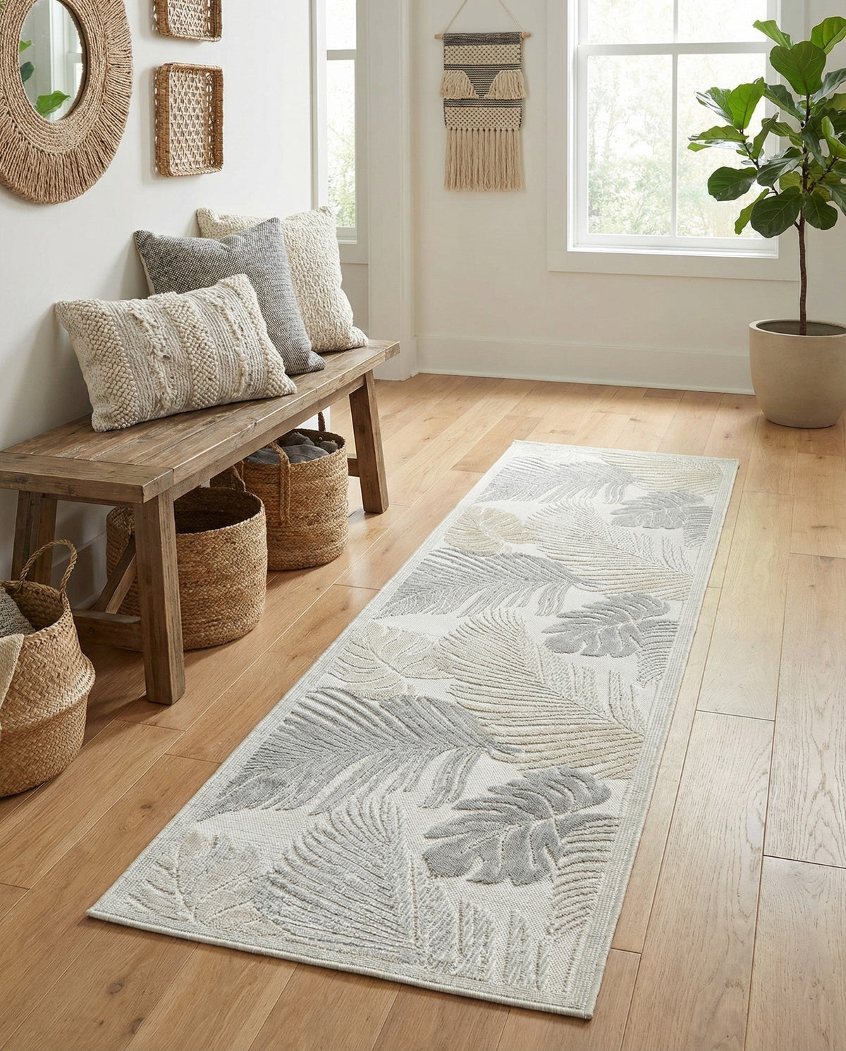 Seaside Blooms Collection Area Rug -  Tranquil Runner Gray  lifestyle 98