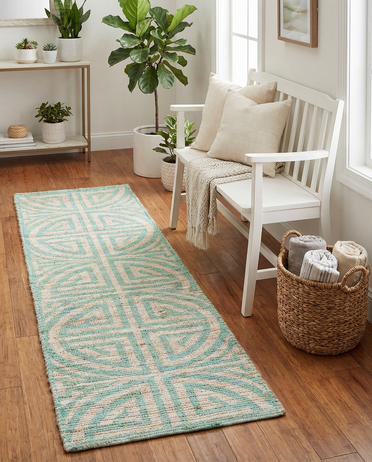 Savannah Threads Collection Area Rug -  Thar Runner Blue and Ivory  lifestyle 165