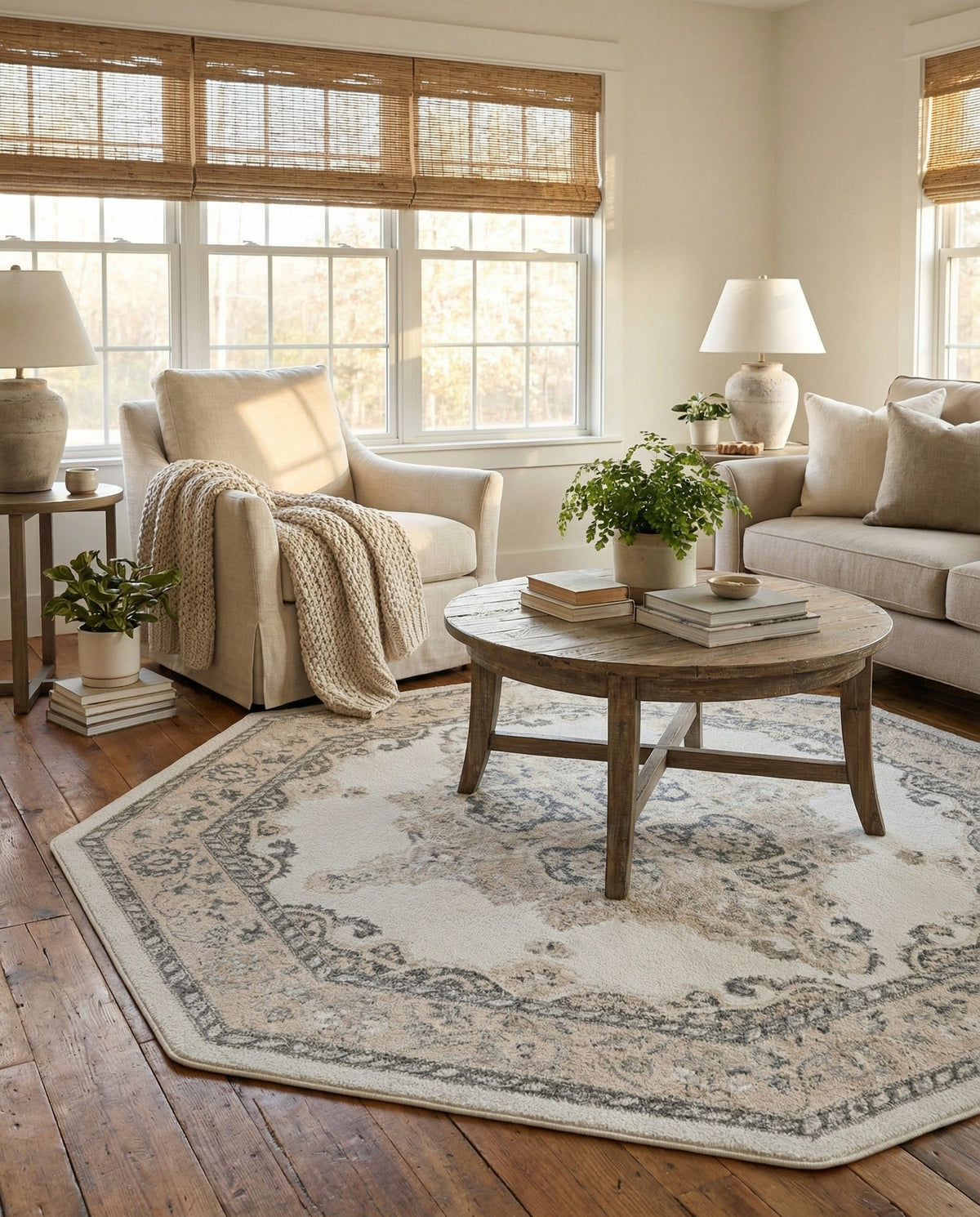 Beverly Grove Collection Area Rug -  Fairfax (Ivory) Octagon Ivory  lifestyle 84
