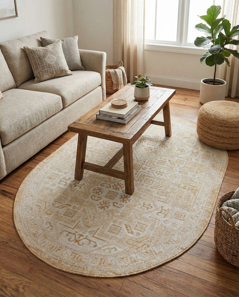 Tribal Terrace Treasures Collection Area Rug - Mayan Marina (Natural) Oval Natural  lifestyle 34