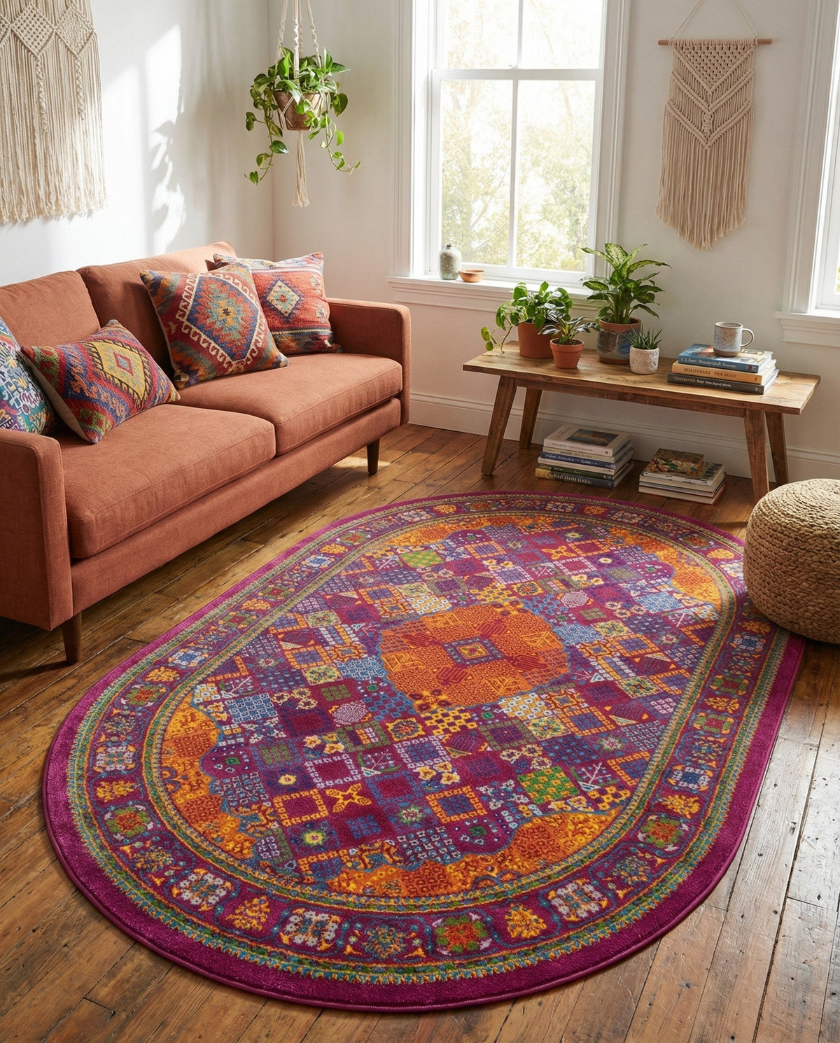 Caribbean Cove Collection Area Rug -  Mustique Oval Fuchsia  lifestyle 152