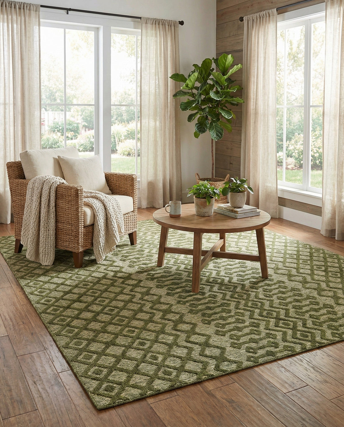Garden Lattice Charm Collection Area Rug -  Pergola (Green) Rectangle Green  lifestyle 9
