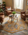 Seville Stripes Collection Area Rug -  Cordoba (Yellow) Octagon Yellow  lifestyle 56