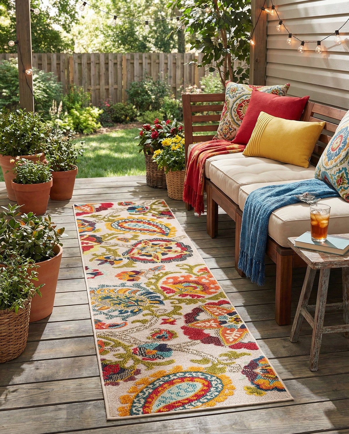 Outdoor Marrakesh Collection Area Rug - Fes Runner Multi Beige  lifestyle 118