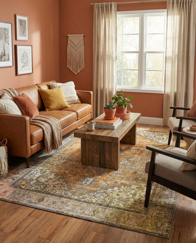 Heritage Elegance Collection Area Rug -  Windsor (Yellow) Rectangle Yellow  lifestyle 11