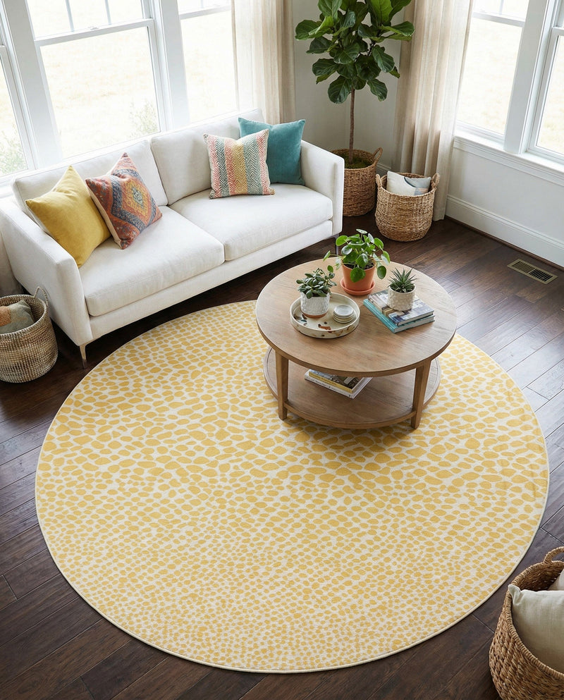 Urban Oasis Rugs Collection Area Rug -  Terrace (Yellow Ivory) Round Yellow Ivory  lifestyle 22