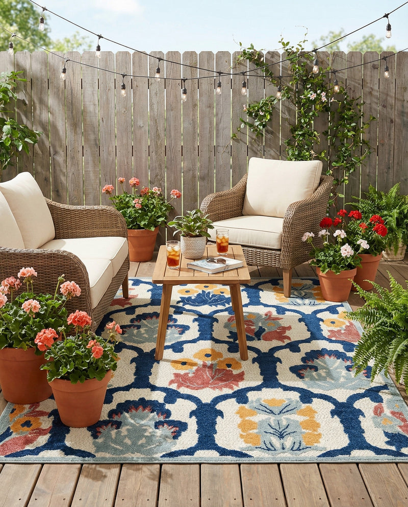 Caribbean Terrace Collection Area Rug -  Dominica Rectangle Ivory  lifestyle 27