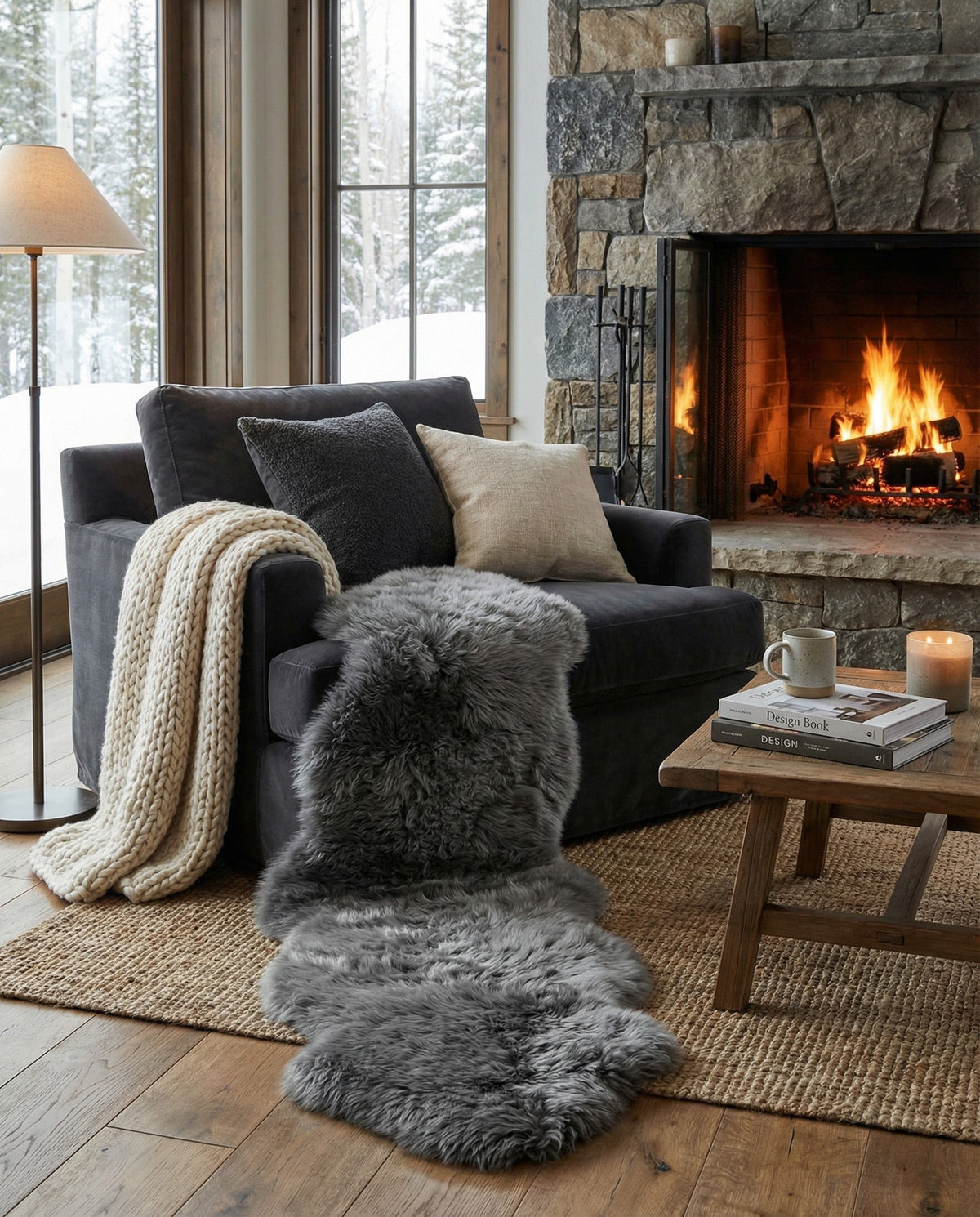 Arctic Lambskin Luxe Collection Area Rug - Tundra Runner Gray  lifestyle 143