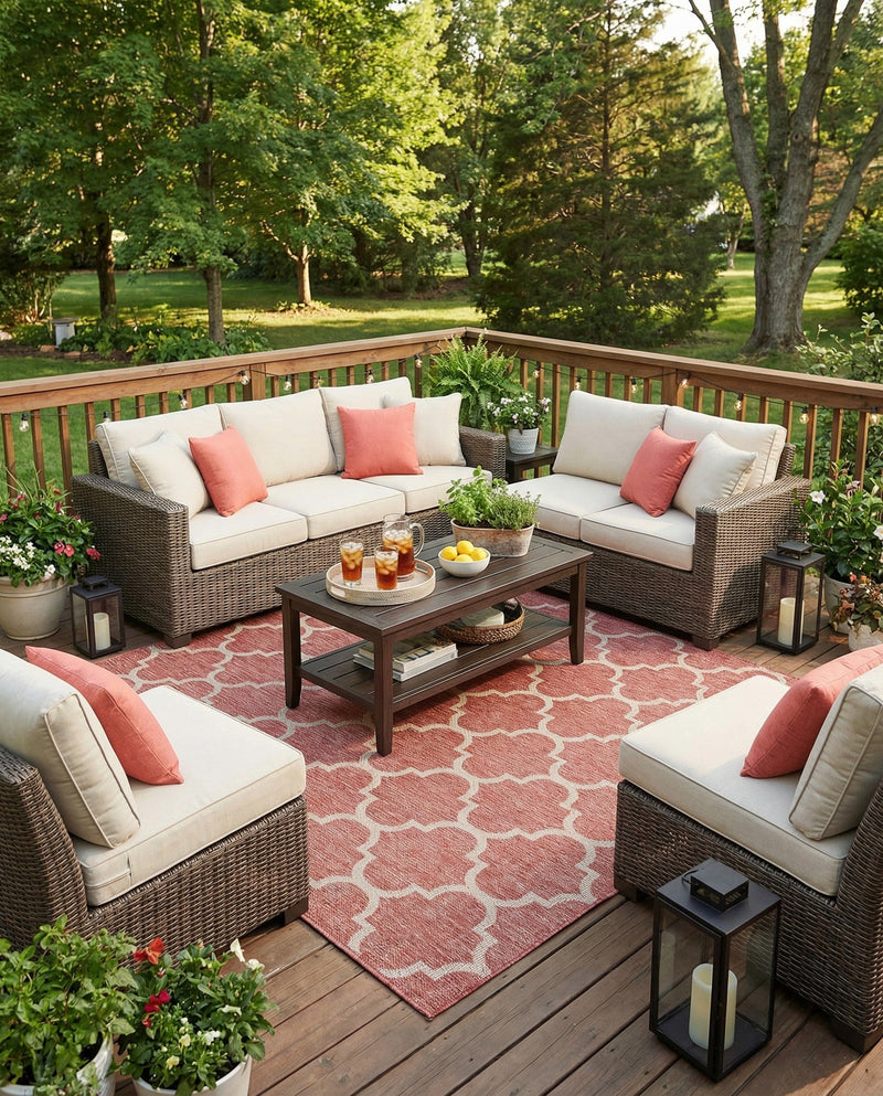 Savannah Pergola Collection Area Rug - Arbor (Rust Red) Rectangle Rust Red  lifestyle 12