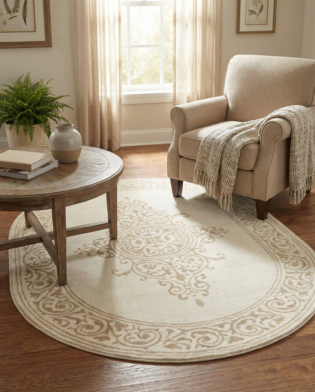 Sanctuary Retreat Collection Area Rug - Haven Oval Snow White  lifestyle 134
