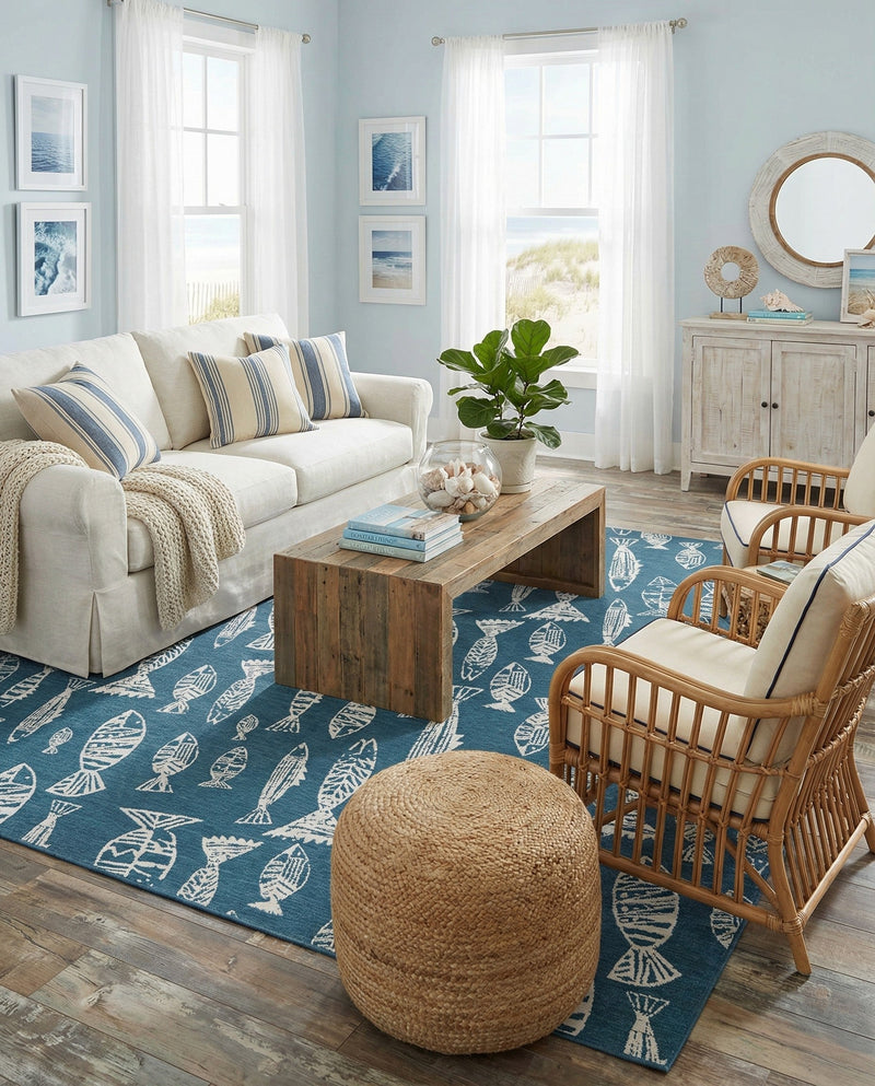Seaside Haven Rugs Collection Area Rug -  Oceanview Rectangle Blue  lifestyle 26