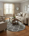 Trellis Mosaic Collection Area Rug -  Pergolatown (Dark Gray) Oval Dark Gray  lifestyle 36