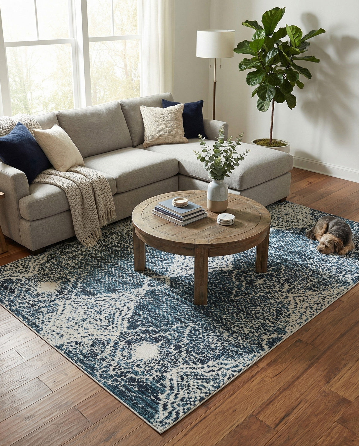 Aegean Elegance Washables Collection Area Rug -  Naxos Rectangle Navy Blue  lifestyle 24