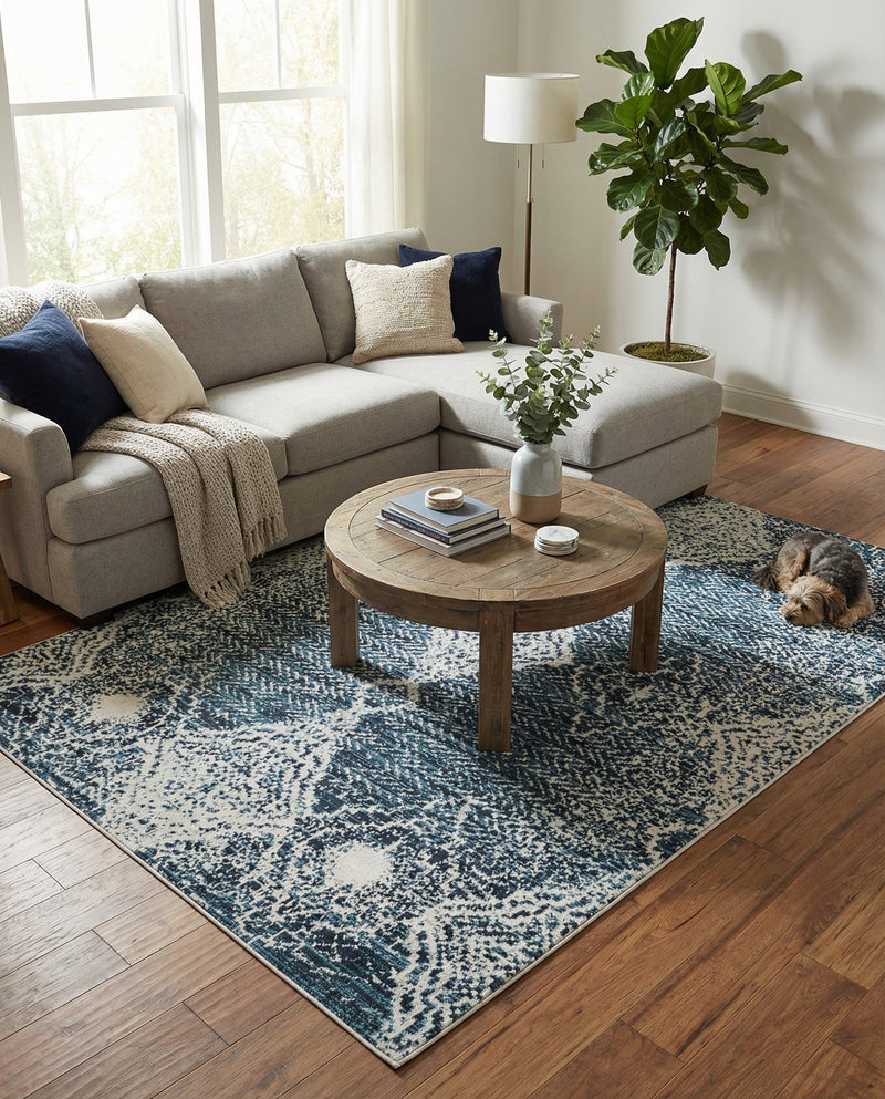 Aegean Elegance Washables Collection Area Rug -  Naxos Rectangle Navy Blue  lifestyle 24