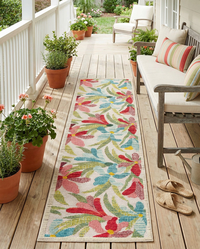 Outdoor Marrakesh Collection Area Rug -  Midelt Runner Multi  lifestyle 72