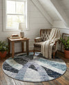 Santa Fe Trails Collection Area Rug -  Navajo Round Gray and Ivory  lifestyle 50
