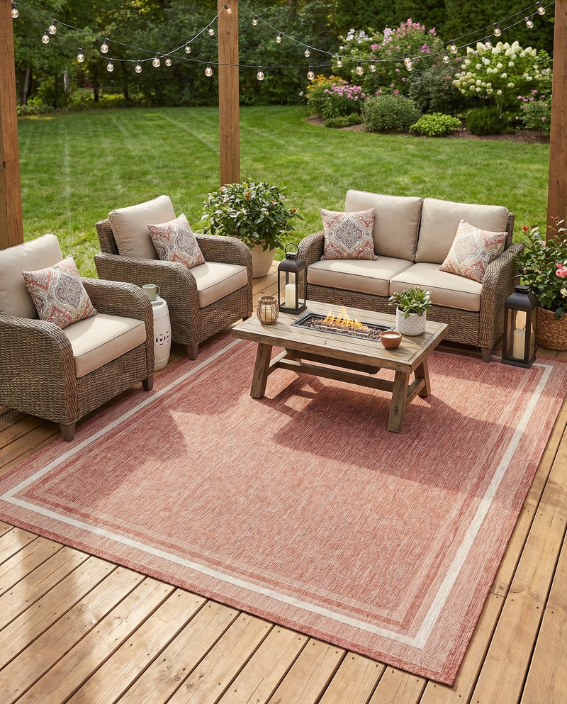 Terrace Fringe Collection Area Rug - Veranda (Rust Red) Rectangle Rust Red  lifestyle 31