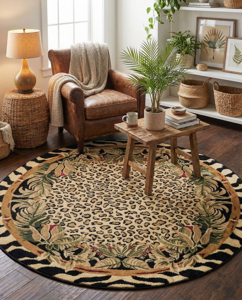 Savannah Sojourn Collection Area Rug -  Moremi Round Cream  lifestyle 73