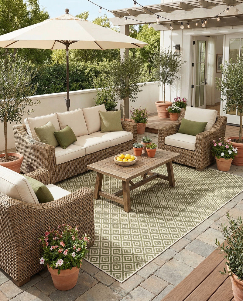 Urban Oasis Rugs Collection Area Rug -  Rooftop (Green) Rectangle Green  lifestyle 6