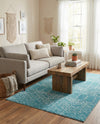 Marrakesh Lattice Collection Area Rug - Casablanca (Teal blue) Rectangle Teal blue  lifestyle 8