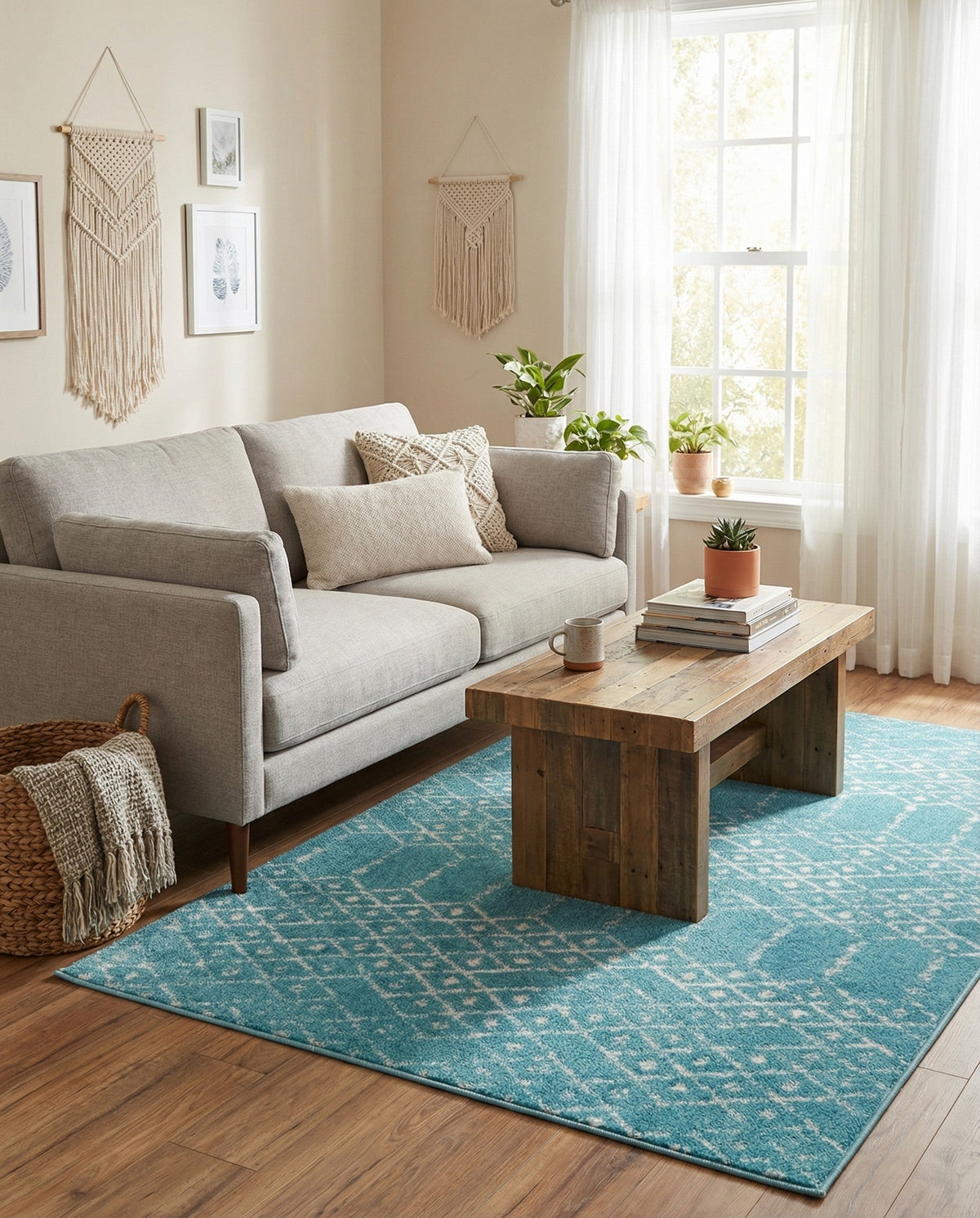 Marrakesh Lattice Collection Area Rug - Casablanca (Teal blue) Rectangle Teal blue  lifestyle 8