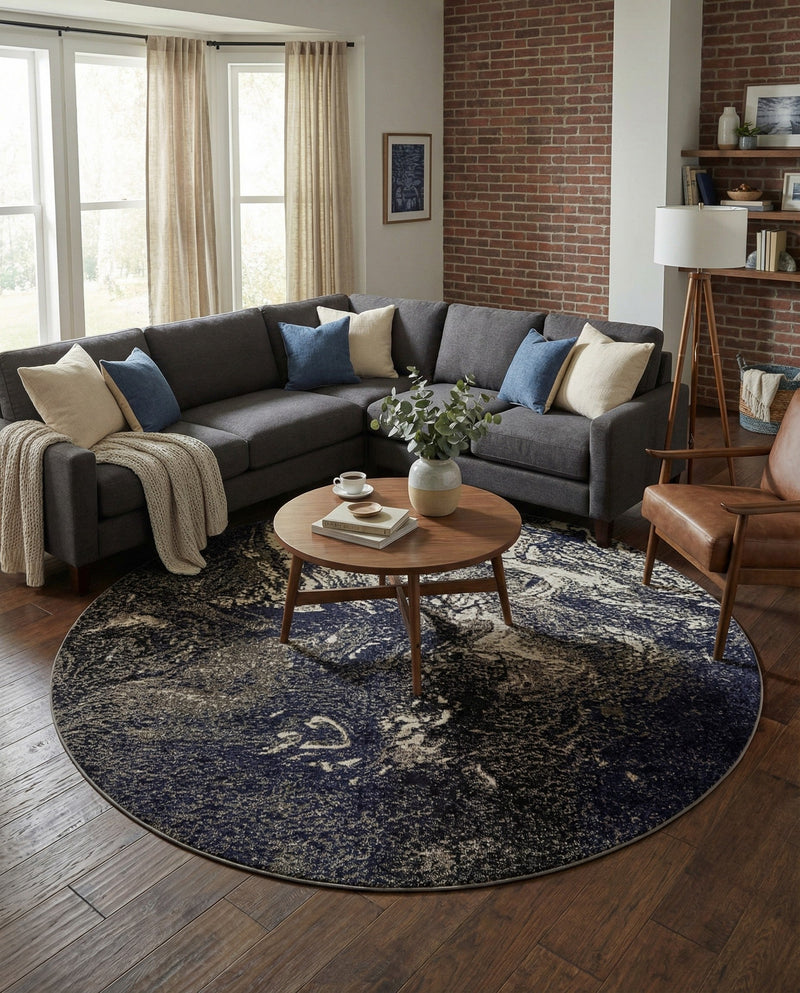 Autumnal Tapestry Collection Area Rug -  Slateville Round Gray  lifestyle 43