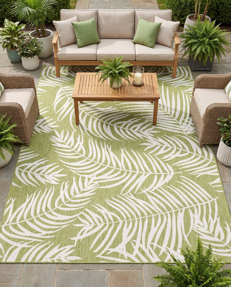 Seaside Blooms Collection Area Rug - Verdure (Green) Rectangle Green  lifestyle 31