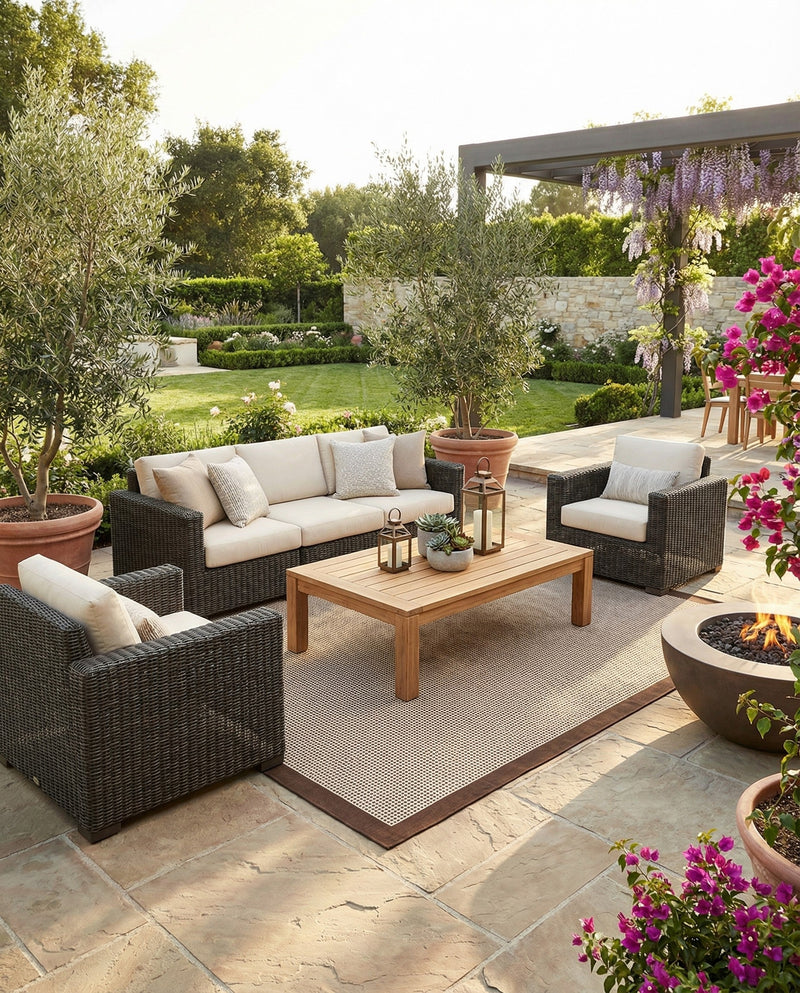 Terrace Fringe Collection Area Rug - Oceanside Rectangle Brown  lifestyle 13
