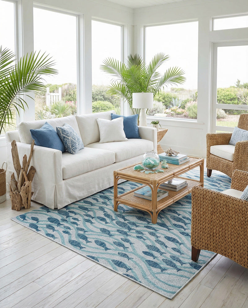 Seaside Haven Rugs Collection Area Rug -  Harbor Rectangle Blue  lifestyle 28